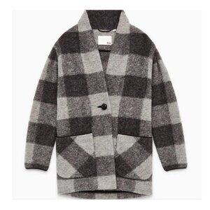 Aritzia Wilfred Free Wool Plaid Jacket Pea Coat Oversized Trench Shacket Classic